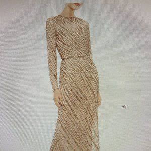 MacDugall Long Sleeve embellished beaded gown - Mocha - Size 14